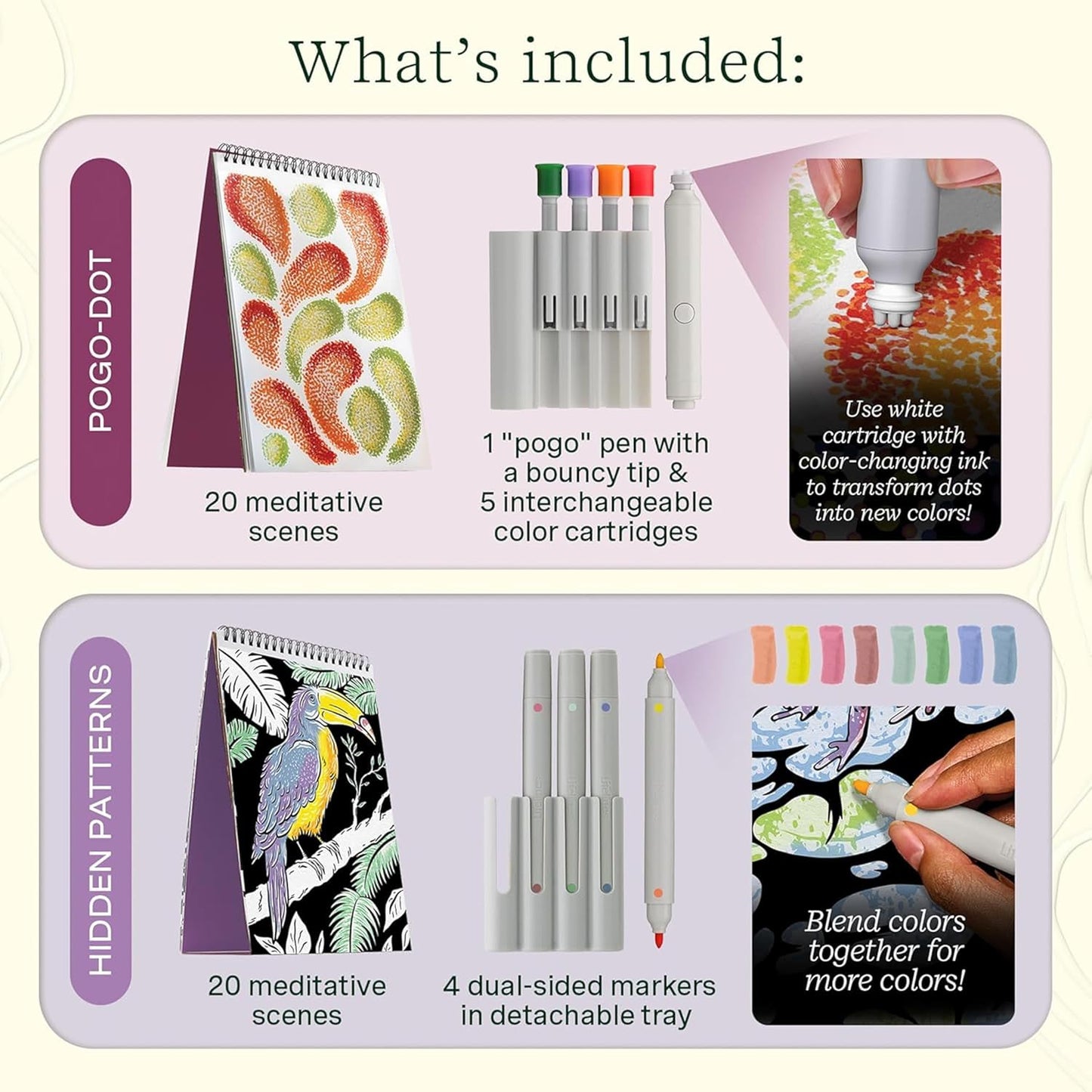 Lifelines FlowArt Activity Pad, 4-Pack - Guided Art Meditations with Markers - Color by Letter, Dot-Art and More, Coloring Books for Teens, Adults & Seniors