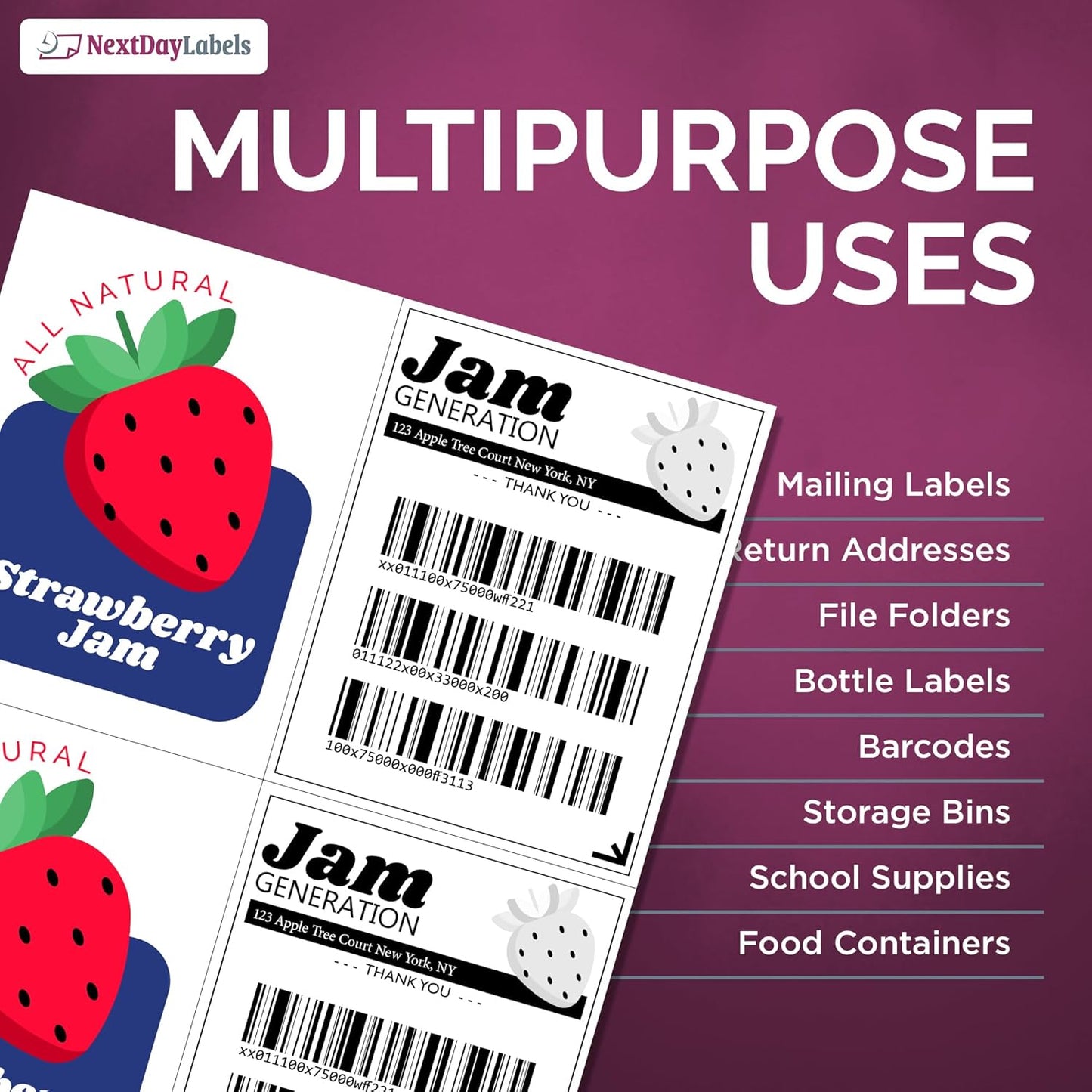 NextDayLabels – 4-1/4" x 5-1/2" Rectangular Sticker Labels for Printer - White Laser/Inkjet Printer Labels Return Address Labels Shipping Label Stickers (50 Sheets, 4 Per Sheet, 200 Labels)