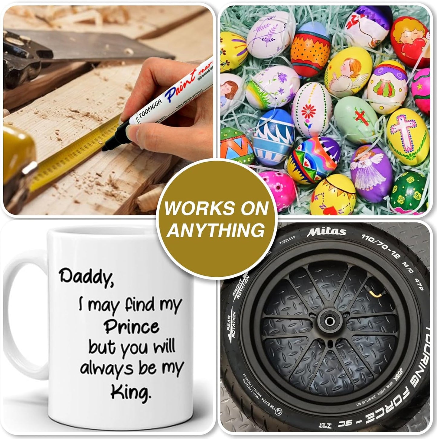 Orange Permanent Paint Pens - 8 Pack Oil Based Paint Markers,Pens For Rock Painting Car Tyre Metal, Plastic, Canvas, Mugs, Wood, Glass, Quick Drying and Waterproof, Medium Point