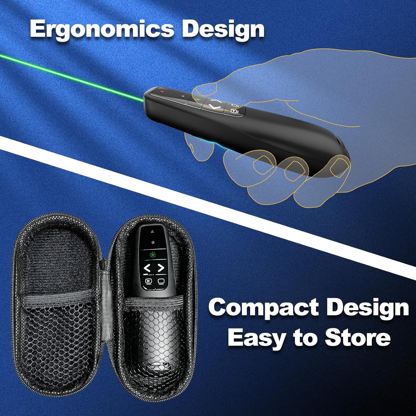 Clicker PowerPoint Presentation Wireless Presenter Remote, Green Laser Pointer for Computer Clickers, USB C A Project Power Point PPT Clicker for Mac Laptop Office, Slideshow Google Slide Advancer