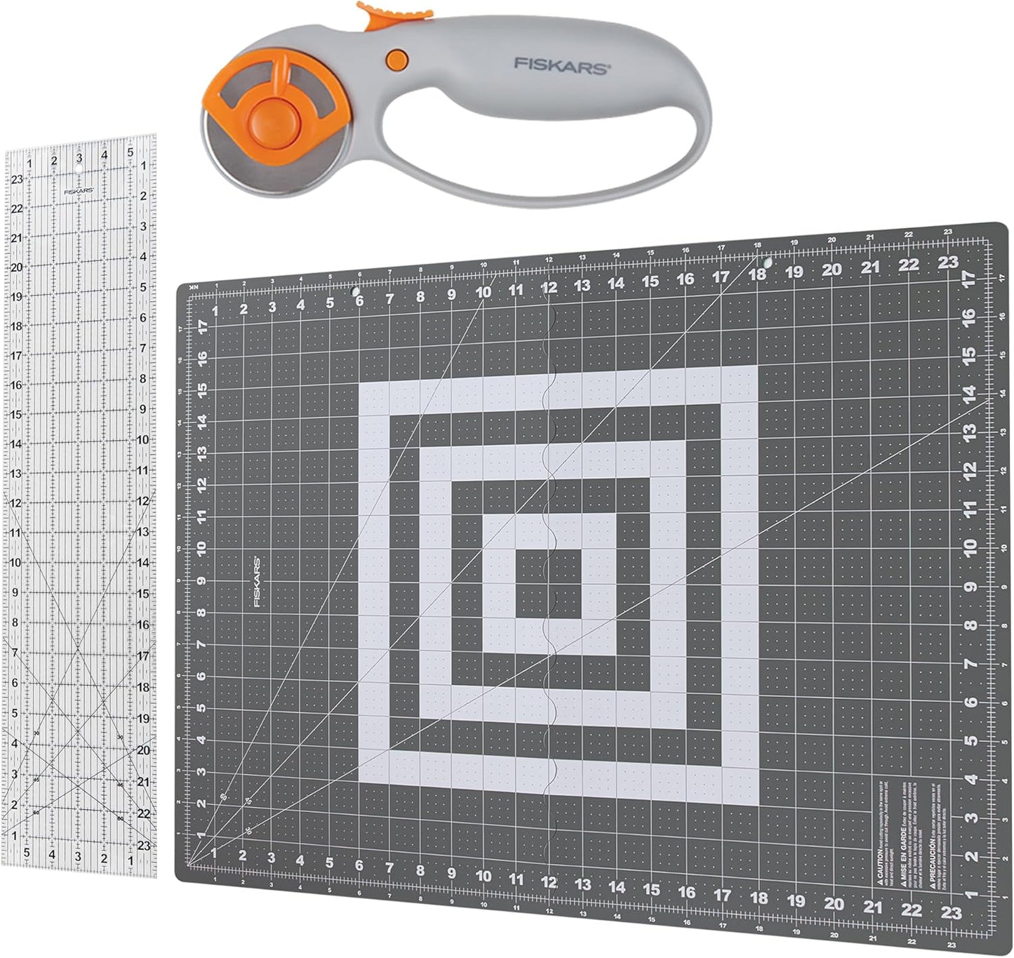 Fiskars 3-Piece Rotary Set - 45mm Fabric Cutter & Titanium Blades (2 Pack) - Blade Replacement