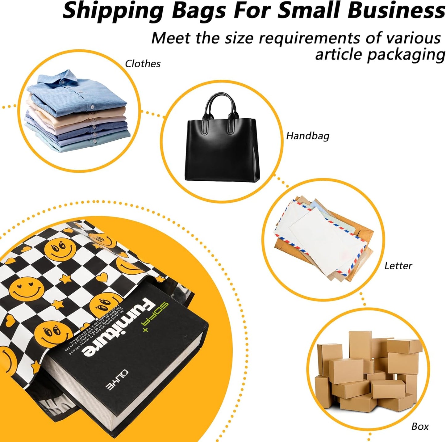 Poly Mailers 10x13 Inch 100 Pcs - Smiles Checkerboard Printed Shipping Bags, 2.4mil Thickness, Waterproof and Tear Resistant Mailing Envelopes, Self-Sealing Packaging Bags for Small Business