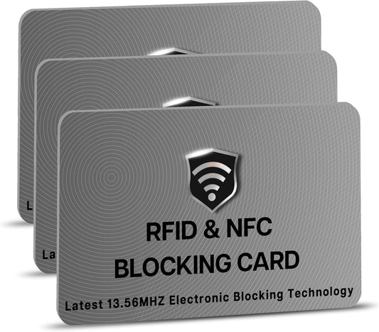 SaiTech IT RFID Blocking Cards - 3 Pack, Protects Entire Wallet/Purse, NFC Contactless & ATM Guard - Grey