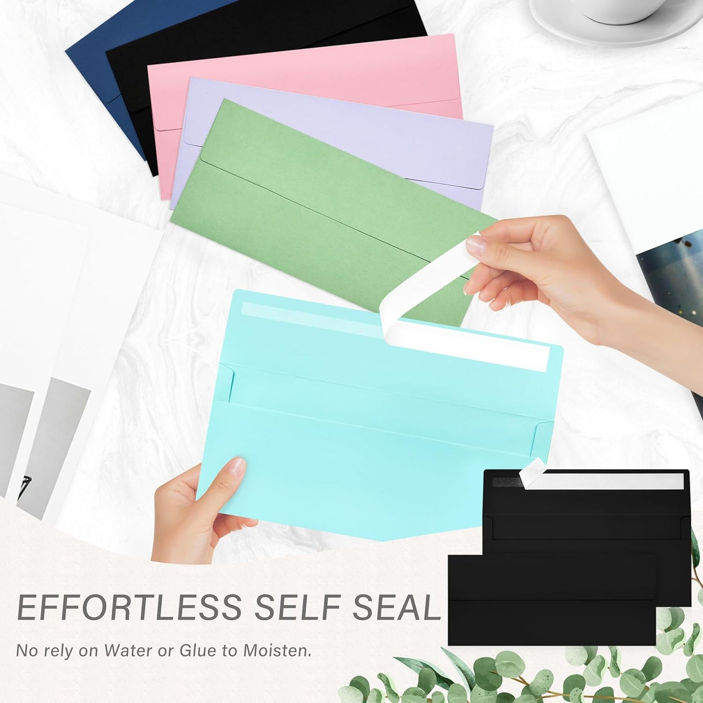 100 Pack #10 Business Envelopes, Self Seal Standard Black Envelopes for Secure Business & Legal Mailing, Office, Checks, Letter, Invoices, 4 1/8 x 9 1/2 Inches