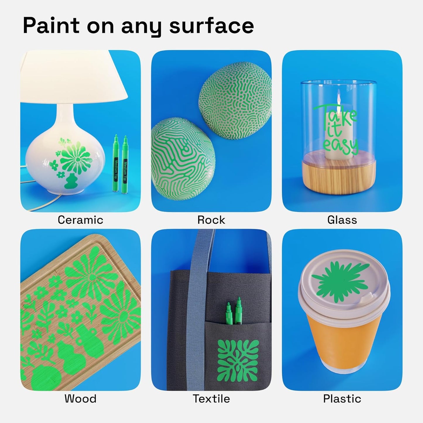 ARTISTRO 2 Green Acrylic Paint Markers - 3mm Medium-Tip Paint Pens - Perfect for Crafting, Art Projects, & More