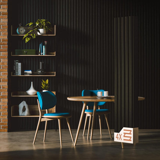 Not Just Sleek - These Wood Panels Eat Echo for Breakfast | African Ebony Wood Slat Acoustic Panels – 4PCS (94.5" x 7.9") | Sound-dampening Wall & Ceiling Panels for Stylish Noise Reduction & Décor