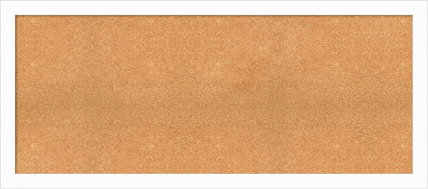 Amanti Art Natural Cork Board for Wall, 25x57 Vision Board with White Frame, Oversize Corkboard Office Decor for Home Organization, Casual Corkboard Pinboard to Display Items for Home Organization in