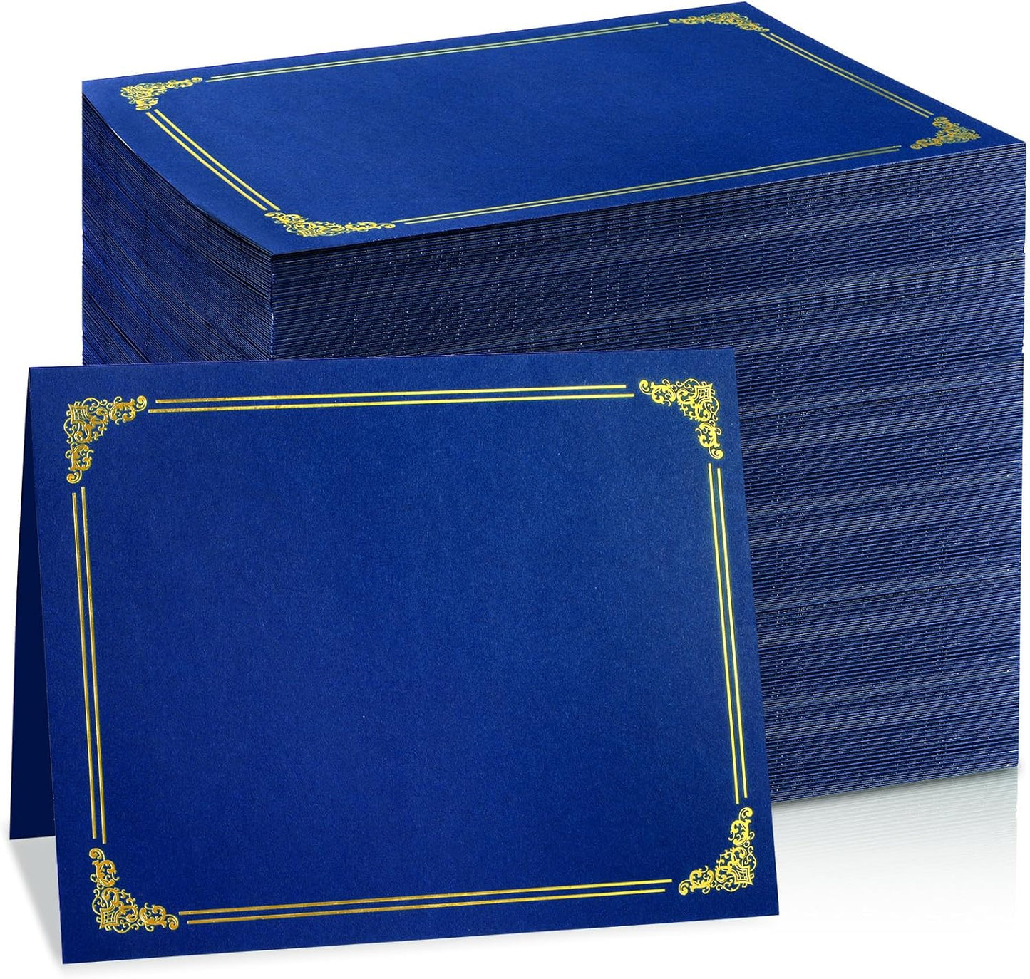gisgfim 100Pcs Certificate Holders Diploma Covers Single Sided Gold Foil Border Award Certificate Covers for Letter Size 8.5x11 Certificates Cardstock Document Papers Storage Organizer (Royal Blue)