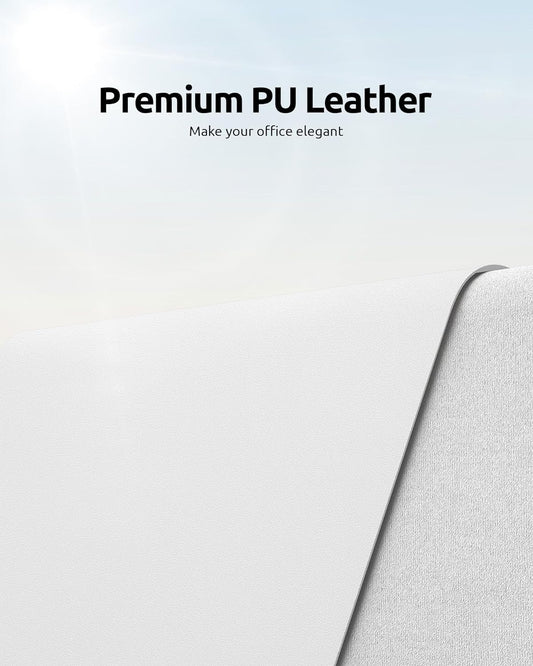 YSAGi Leather Desk Protector, Office Mat, Large Mouse Mat, Non-Slip PU Leather Blotter, Laptop Desk, Waterproof Writing Pad for Office and Home (White, 31.5" x 15.8")