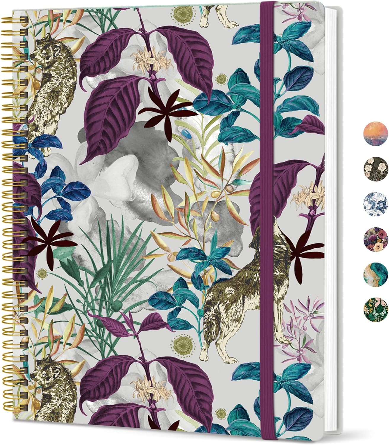 Taja Spiral Lined Notebook, 8.5"x11" Notebooks for Work, Large A4 Journal for Women & Men, College Ruled Journaling Notebook for Writing, Plastic Cover Spiral Journal, Jungle