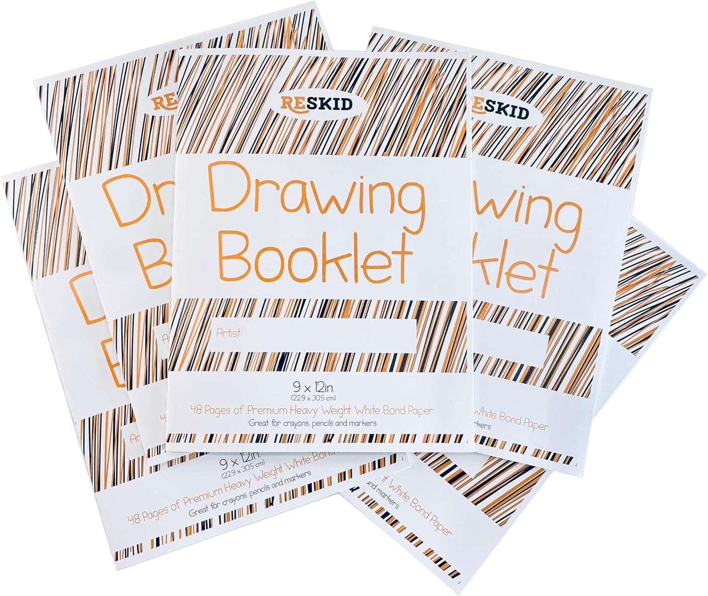 Reskid Drawing Paper Booklet (9 x 12 inches) - 48 Page, 5-Pack - Kids Drawing Paper Booklet, Coloring Art Booklet for Kids, Toddler Sketch Pads for Ages 3+