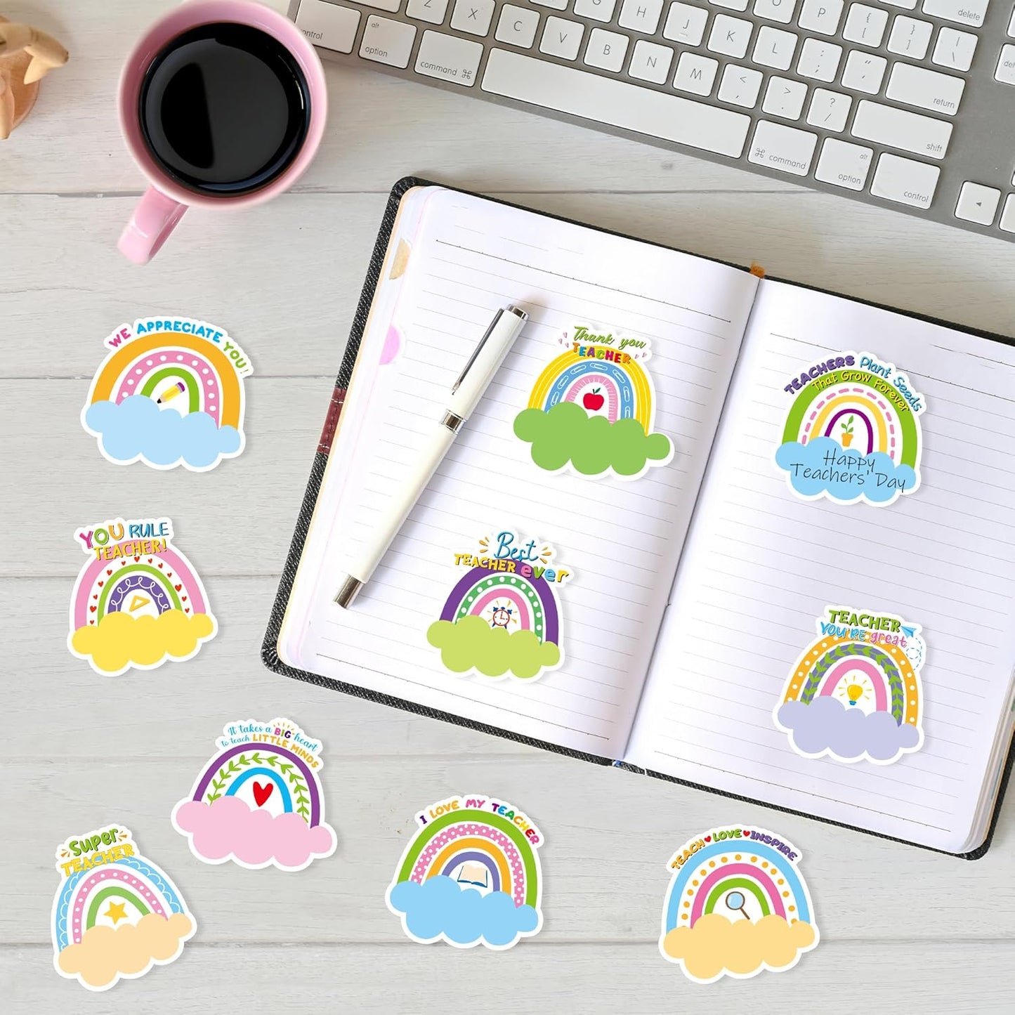 Xqumoi 30 Pack Teacher Sticky Notes - Rainbow Self Sticky Notepads Teacher Notepads Writing Memo Pads Teacher Appreciation Gift Back to School Office Supplies Birthday Party Favors Goodies Bag Fillers