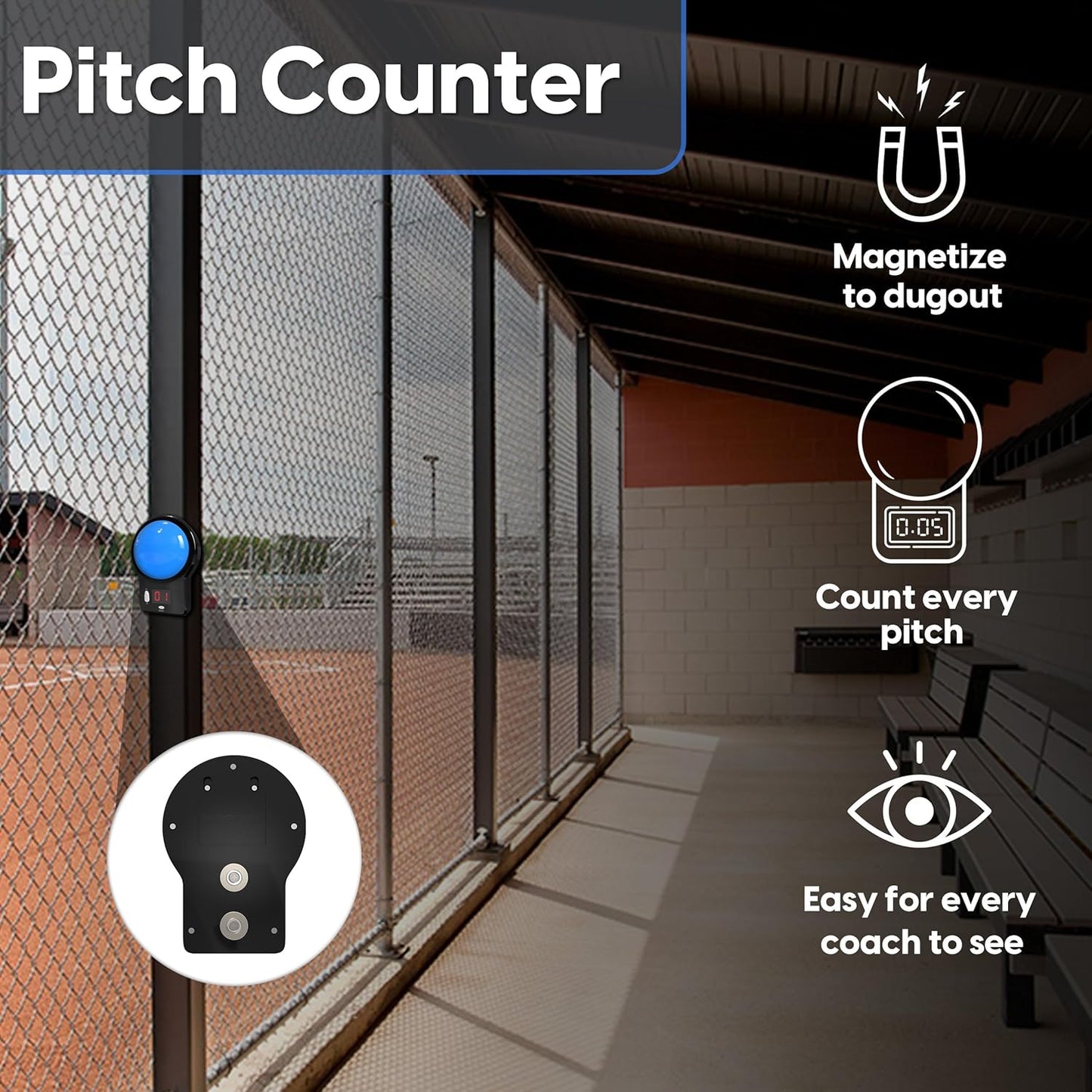 Large Digital Counter with Magnetic Back | Perfect as a Workout, Golf, Pitch, Lap, Warehouse or People Counter | Magnetic, Portable, Compact, Quiet & Discrete