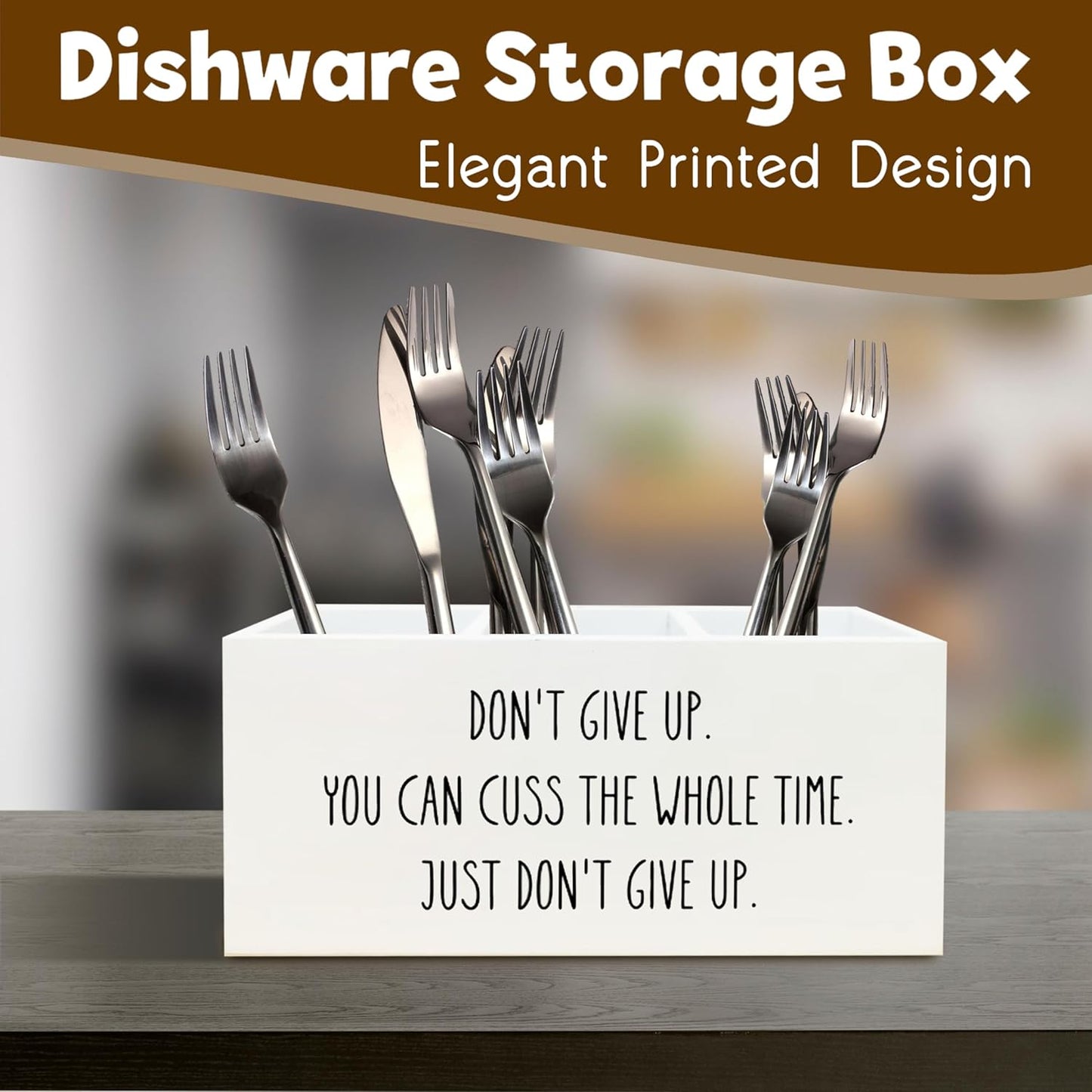 Funny Motivational Pen Holder for Desk, Humorous Inspirational Gifts for Coworkers Friends Women Men, Don't Give Up Funny Wooden Pen Pencil Holder Organizer for Office Desk Accessories