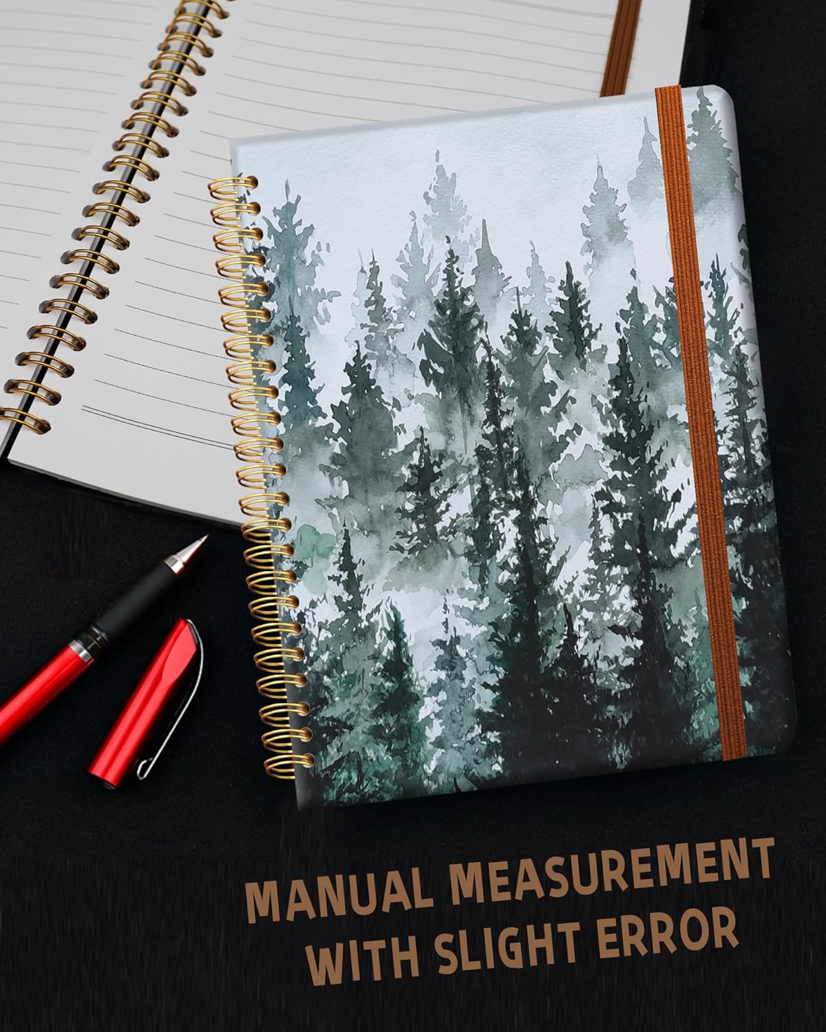 Ruled Spiral Writing Notebook,A5 Hardcover Lined College Journal for Women Lady,Fashion Puppy Watercolor Strong Twin-Wire Binding with Premium Paper,8.4" X 6",Perfect for School,Office,Home Gifts(Watercolor Misty Forest)