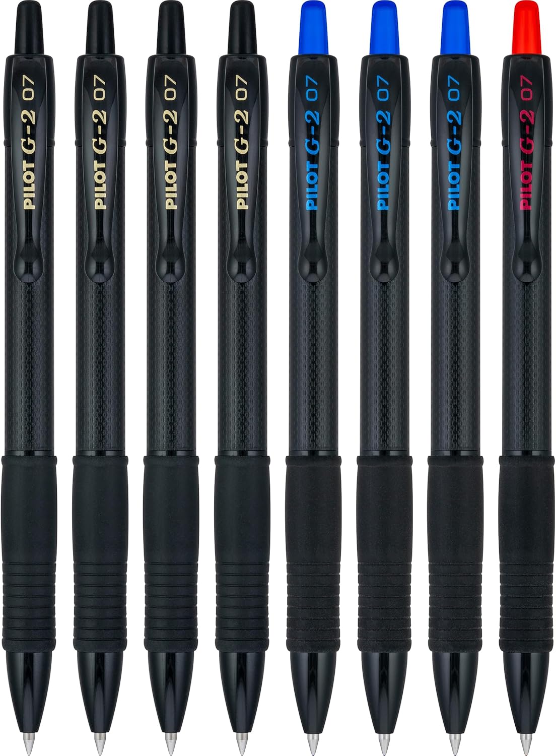 PILOT, G2 Edge Black, Blue and Red, Premium Gel Roller Pens, Sensory Writing Experience, 8ct box, Fine Point 0.7 mm