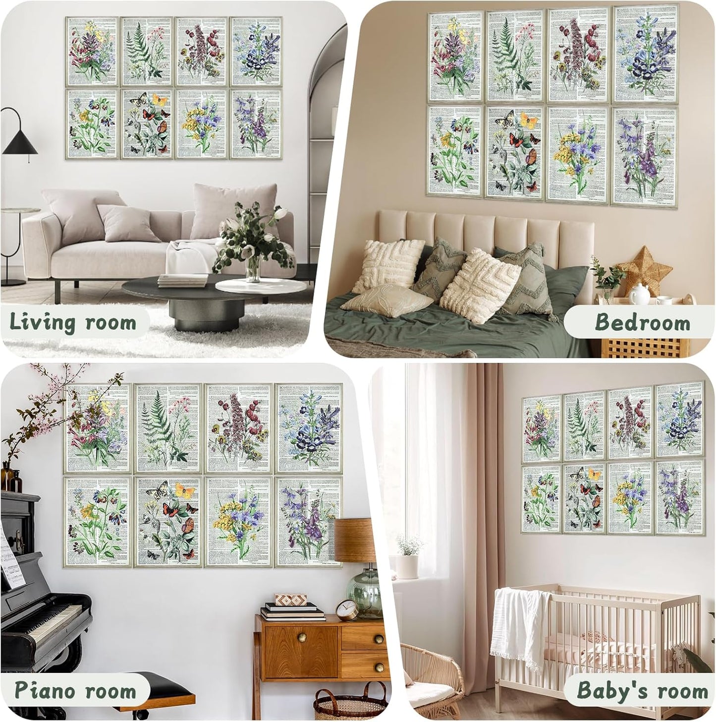 8 Pack Art Acoustic Panels, 48"x32" Soundproof Wall Panels, Decorative Sound Absorbing Panels with Self Adhesive, Sound Dampening Panels, Acoustic Treatment for Home, Office, Studio(Flower)