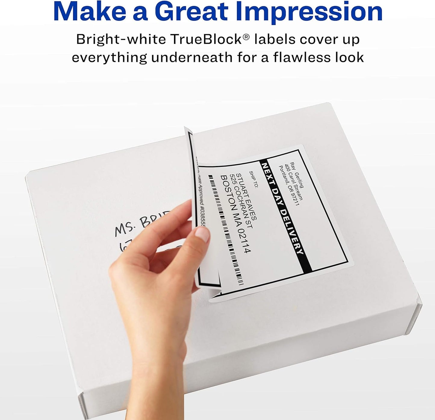 Avery Half-Sheet Printable Shipping Labels, 5.5" x 8.5" Customizable Stickers, White, 400 Blank Mailing Labels, Great for Mailing, Shipping, Organizing, and More (21526)