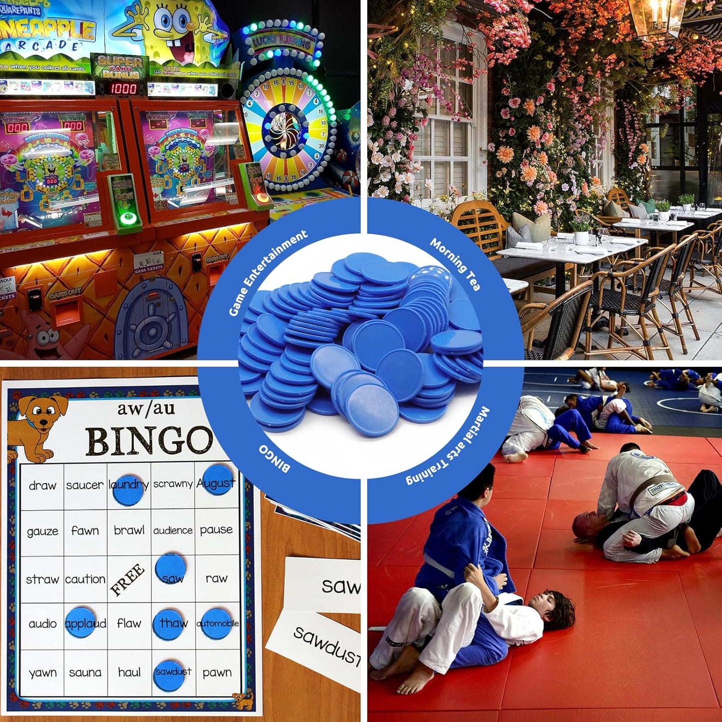 Set of 100 Opaque Plastic Learning Counters Mini Poker Chips Game Tokens with Storage Box (RoyalBlue, 1.58 Inch)