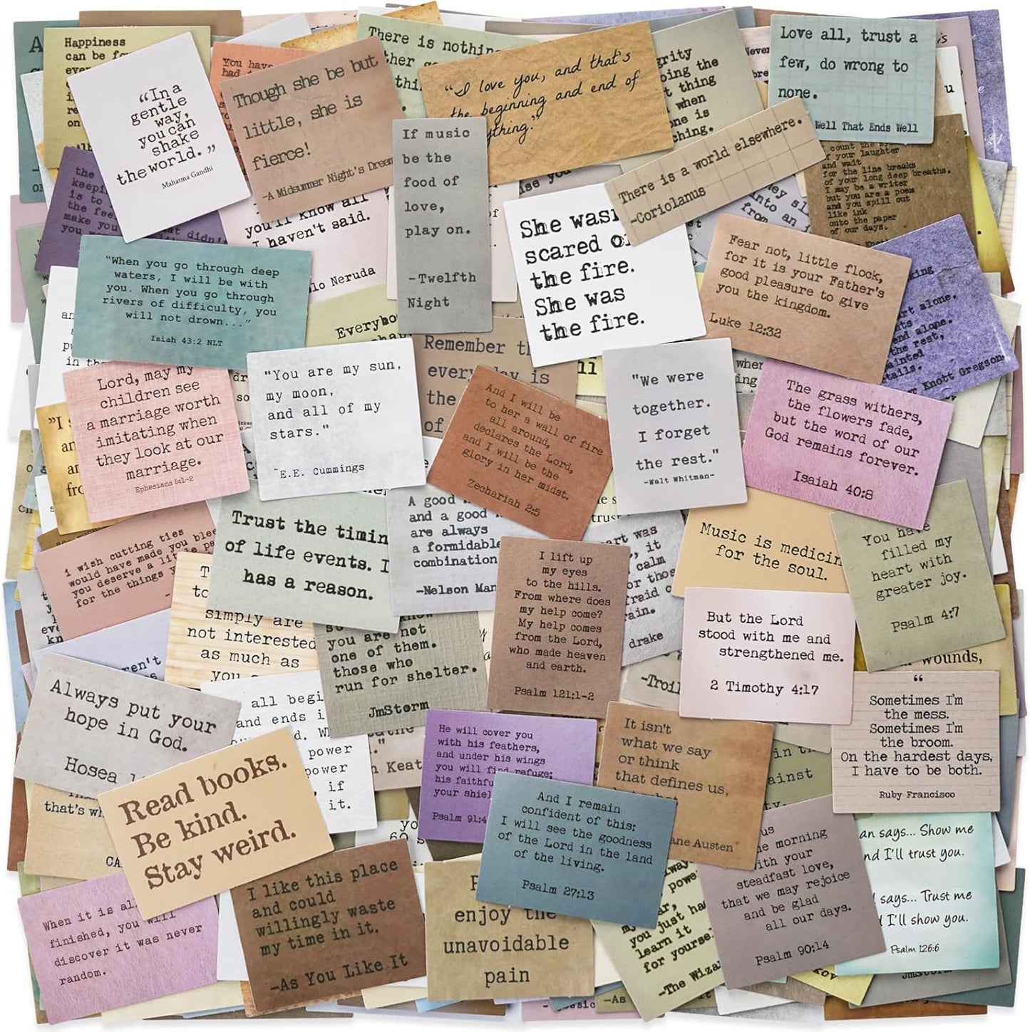 LakoArt 300 Pieces Non-repetitive Retro Typewriter Style Motivational Quote Stickers, Inspirational Vintage Journaling Stickers, Famous Words Scrapbook Sticker for Planner Bullet Junk Journal Laptop