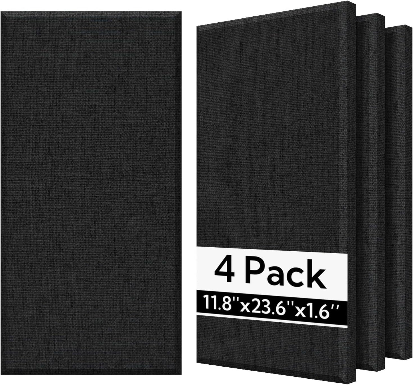 Olanglab Fiberglass Acoustic Wall Panels 4 Pack, 11.8'' x 23.6'' Sound Panels, Fabric Wrapped Sound Proof Panels for Walls (Black)