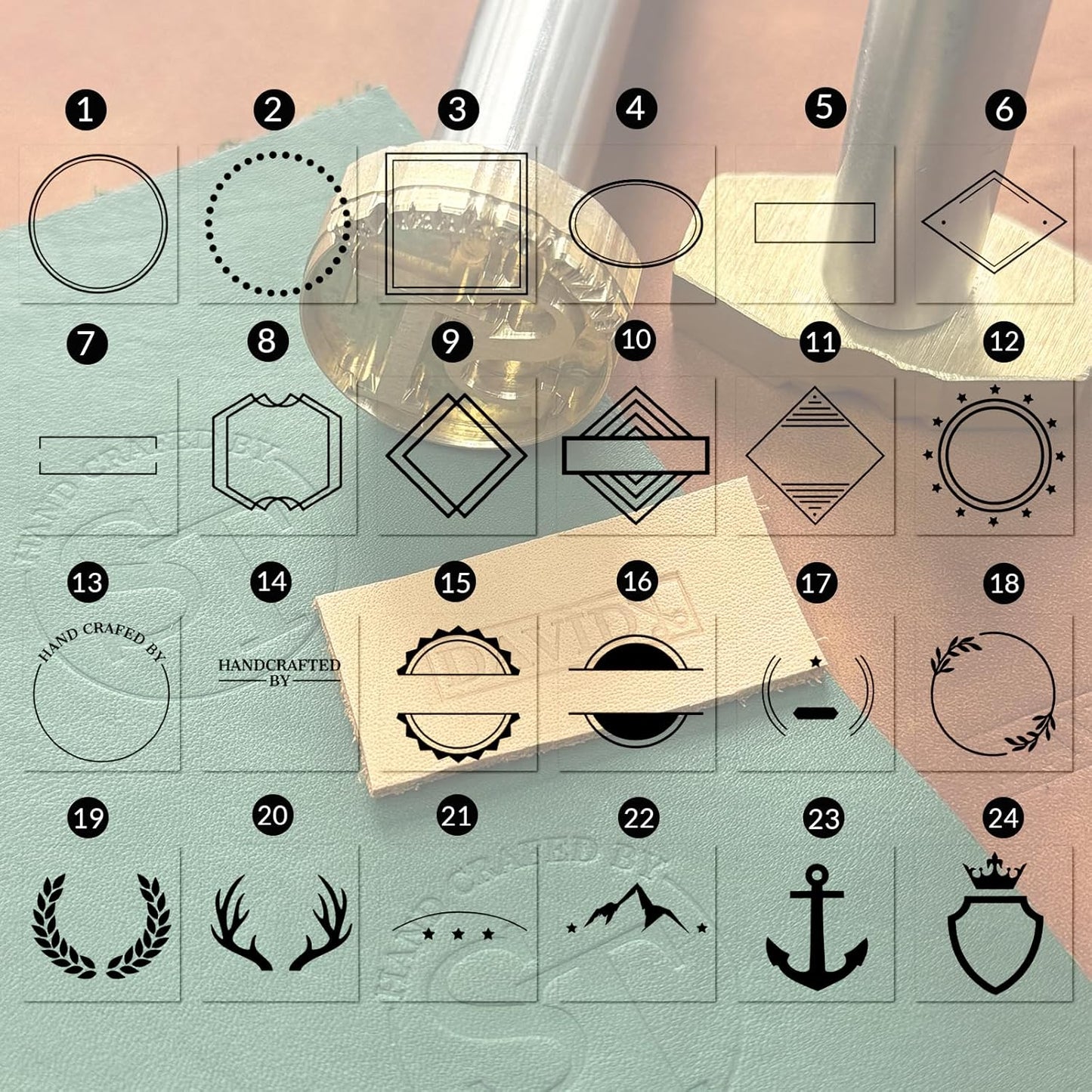 XRLSG Custom Leather Brass Embossing Stamp with Logo Text Hammer Press Leathercrafting Tool Gift for Leather Craftsman Dad Husband Boyfriend