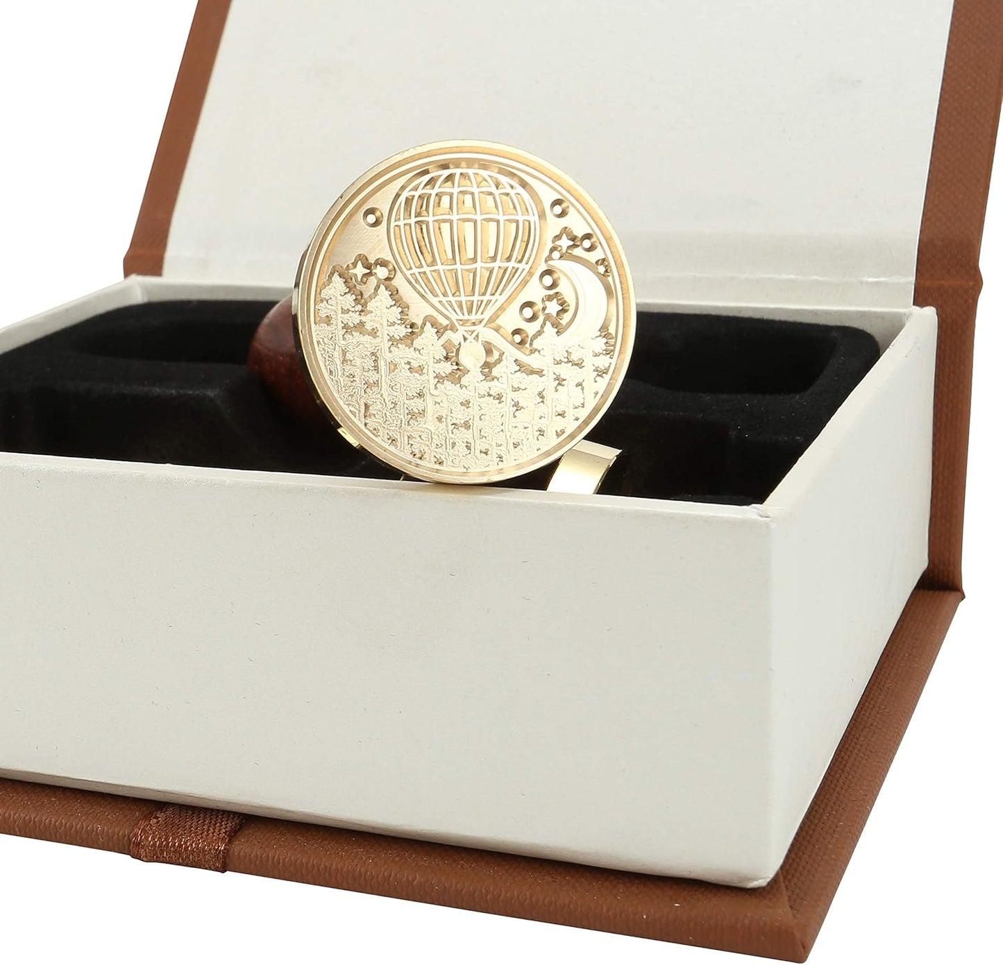 Yoption 6 Pcs Wax Seal Stamp Set, Vintage Moon and Star Sealing Wax Stamps Kit, Wooden Handle with Brass Head for Wedding Christmas Invitation Gift Cards