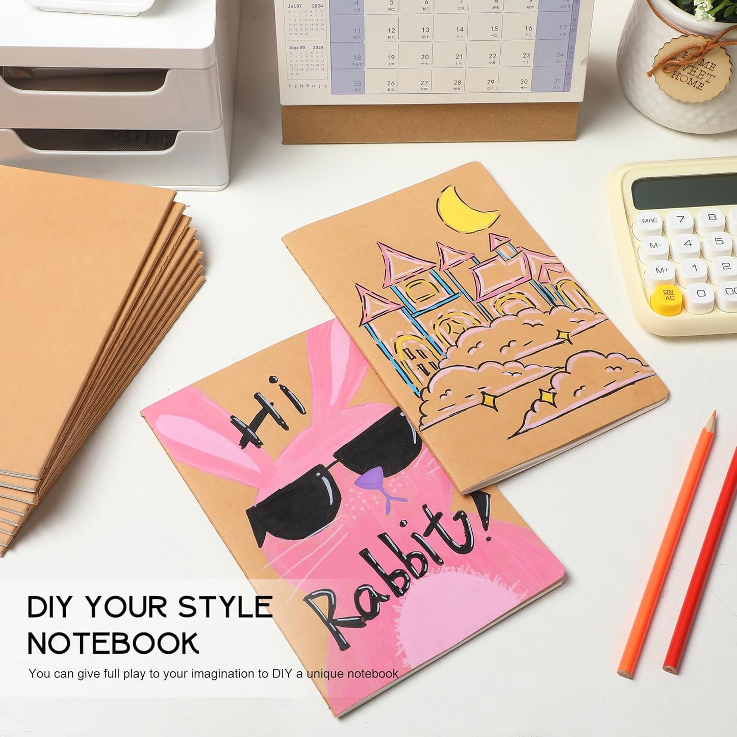 miikoul 100 Pack A5 Kraft Paper Notebook Lined Journal Bulk, 8.3 X 5.5 Inch, 60 Pages/30 Sheets, 80gsm, Travel Notebook Notepad for Adult, Students, Gift, Office, Back to School Supplies