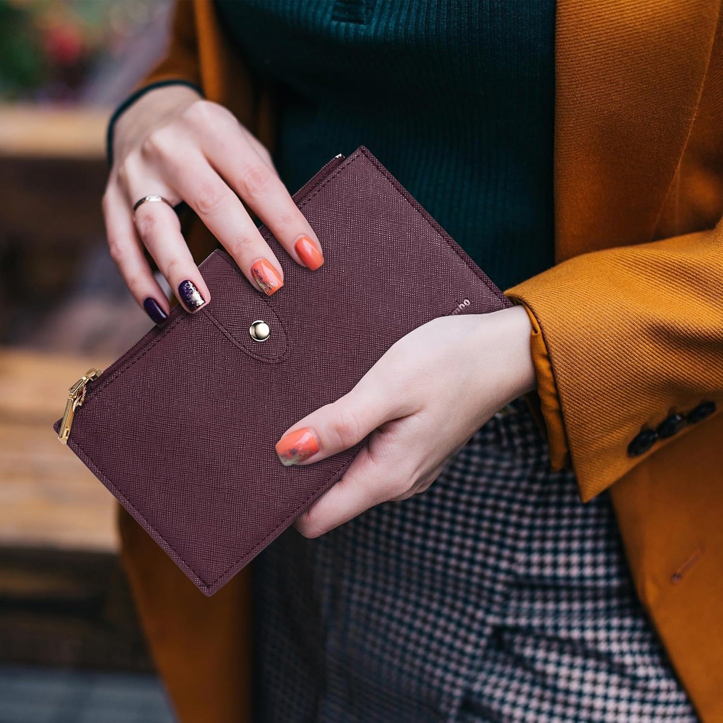 Travelambo RFID Wallet Women Large Size Bifold Multi Card Wallet Case with Zipper Pocke Credit Card Holder for Women