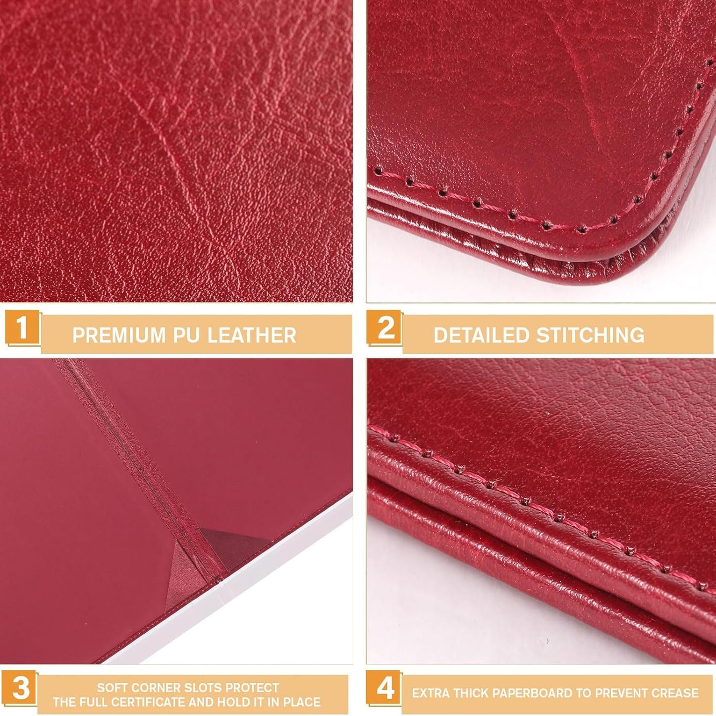 Tenare 10 Pcs Leather Certificate Holder 8.5 x 11 Inch PU Black Red Blue Purple Phd Bachelor Master Diploma Cover Professional Award Folder for Official Graduation Competition Contest Charity (Red)