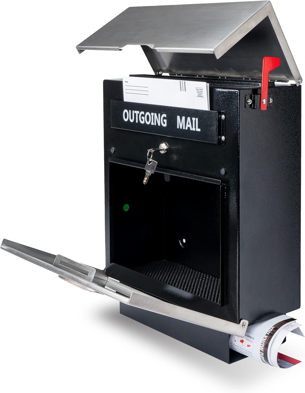 Pochar Stainless Steel Mailbox for Walls, Heavy Duty Wall Mounted Mailbox with Newspaper Holder - 14.25'' x 6'' x 17.25'' Silver Rust Proof Steel Dropbox