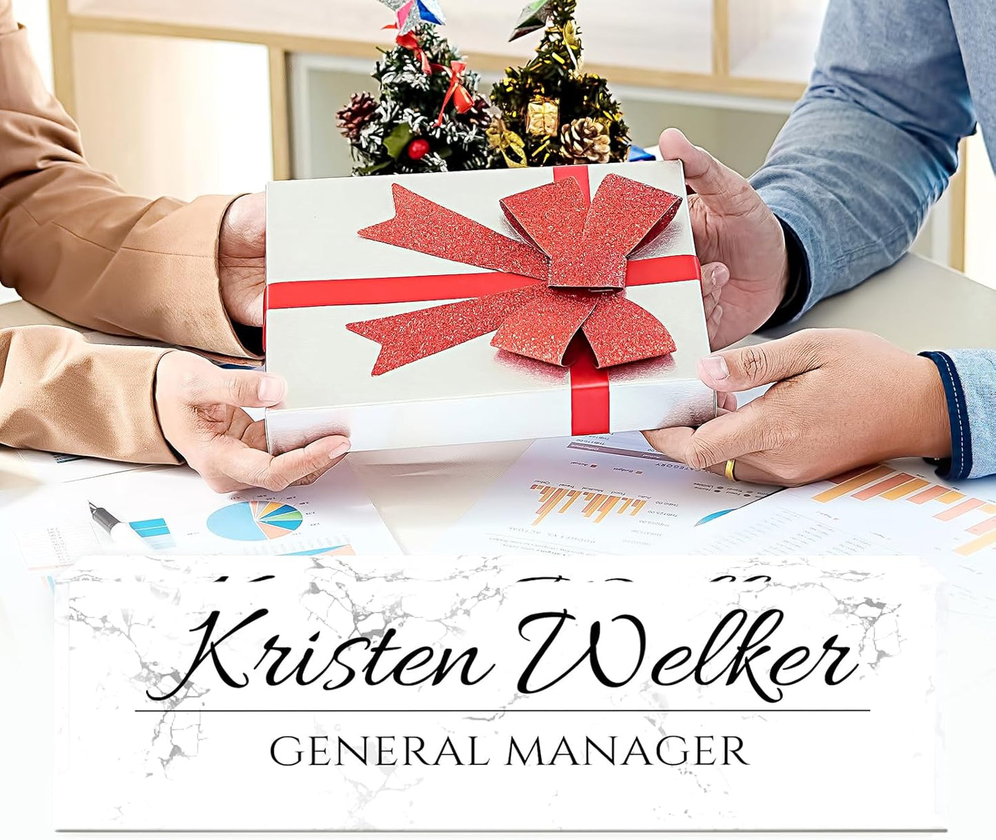 Name Plate for Desk, Desk Name Plate Personalized, Office Decor for Women Men, Acrylic Desktop Accessories, Office Appreciation Gifts for Boss Social Workers Nurse Teacher Employee (White Marble)