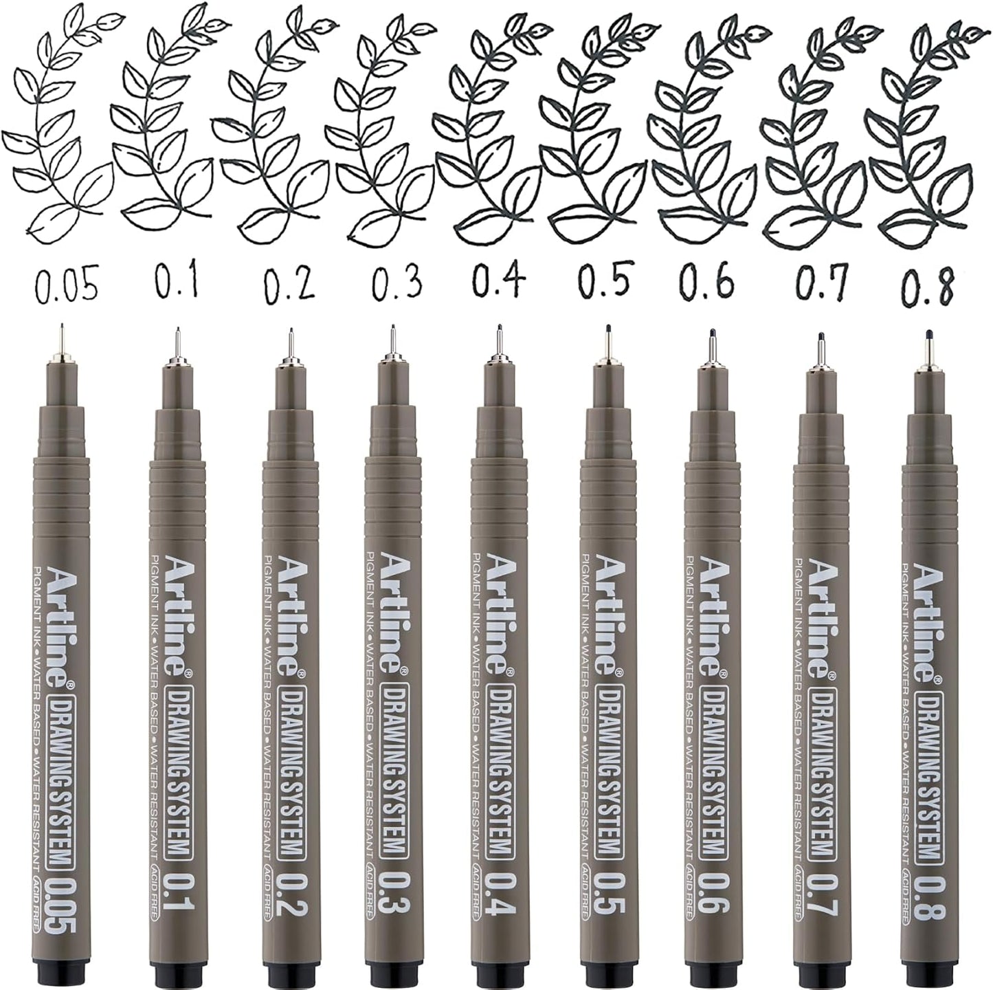 Artline 230 Drawing System Pens, Technical Drawing Pens For Drafting, Illustrating, and More, 0.2mm, 0.4mm, 0.6mm, and 0.8mm Fine Tips - Black, 4-Pack