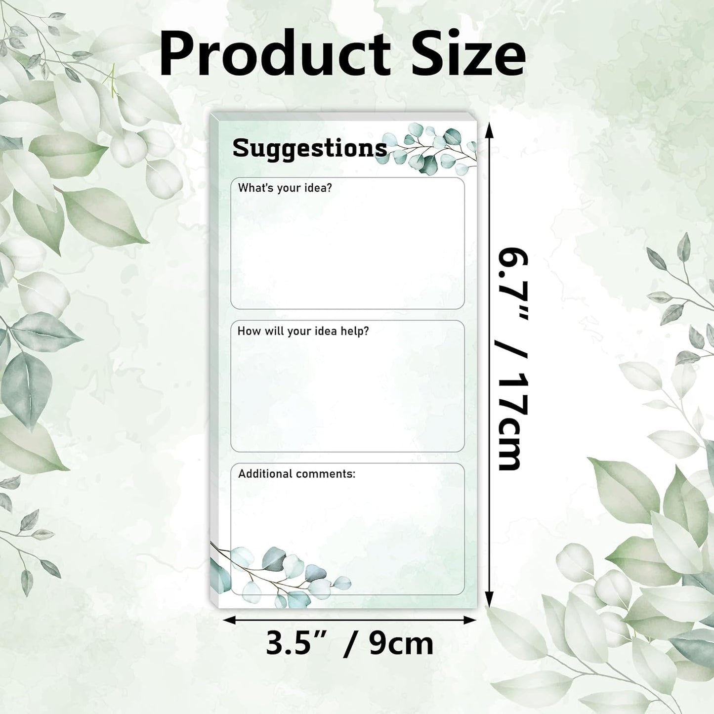 Lesnala 200 Sheets Suggestion Cards Comment Form Continuous Improvement Table for Customer Complaints Restaurants Church School Small Businesses Supplies 6.7 X 3.5inch Green Leaf