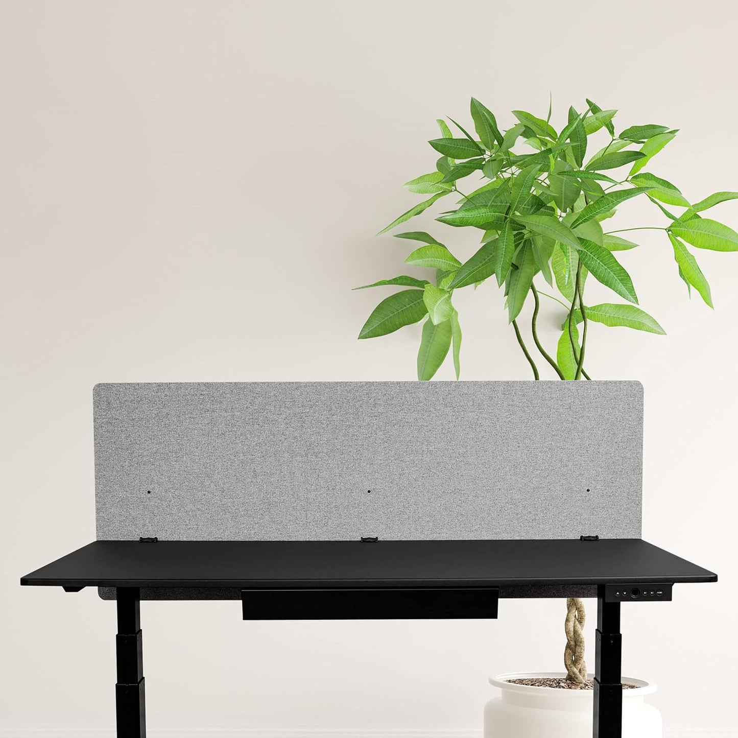 Stand Up Desk Store ReFocus Clamp-on Acoustic Desk Divider Privacy Panel That Reduces Noise and Visual Distractions (Cool Gray, 59" x 23.6", 23.6" x 23.6", & 23.6" x 23.6")