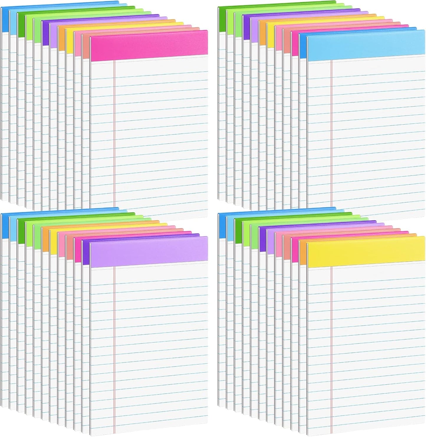 36 Pack Legal Pads Bulk, 5x8 Inch Rainbow Notepad, Note Pads College Ruled Perforated Memo Pad for Work Study Daily Note Taking List, Lined Writing Pads Memo Refills Notepads for Office Home School