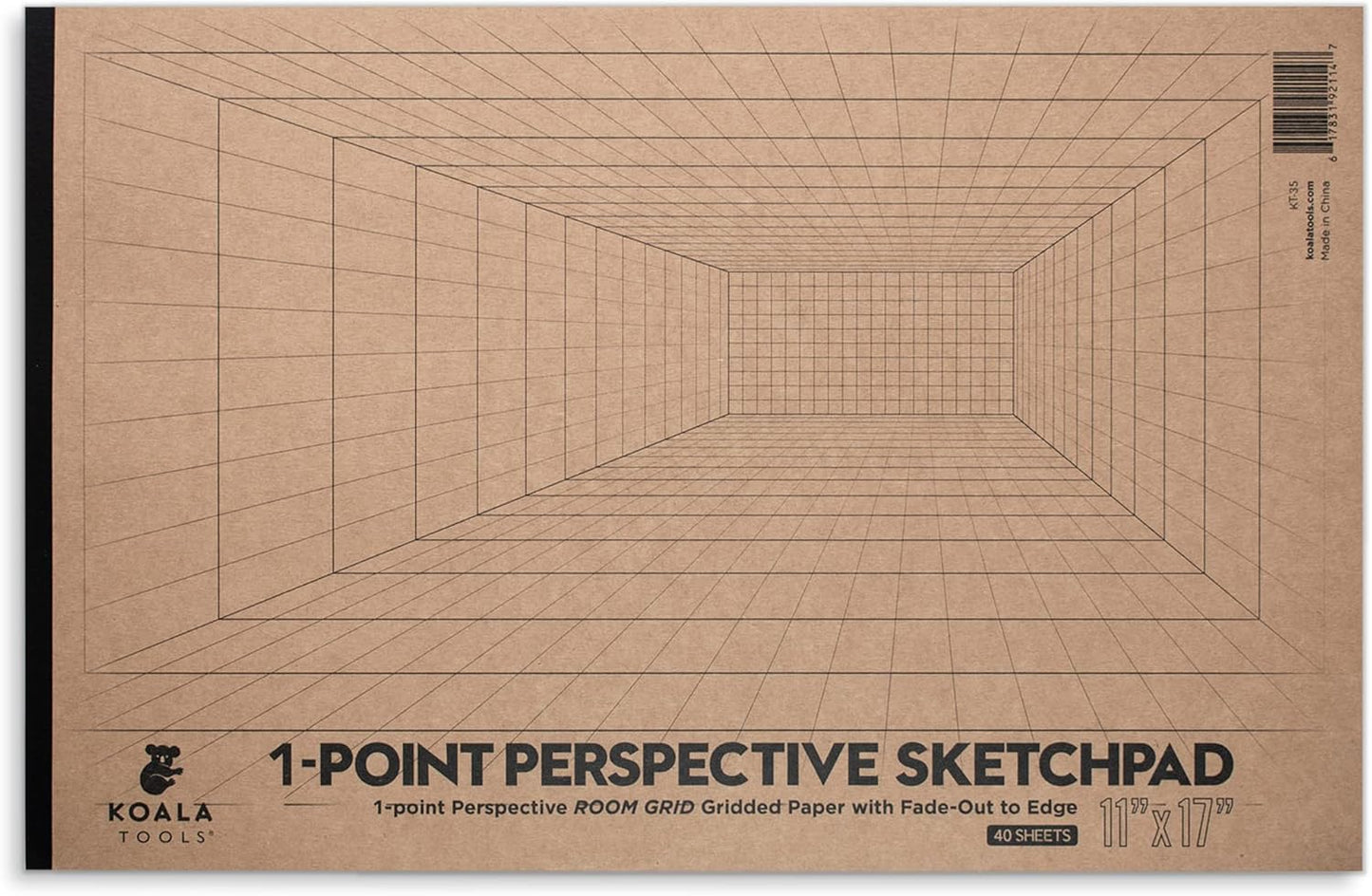 Koala Tools | Drawing Perspective (1 and 2-Point) Large Sketch Pad (1 Point - 11 x 17)