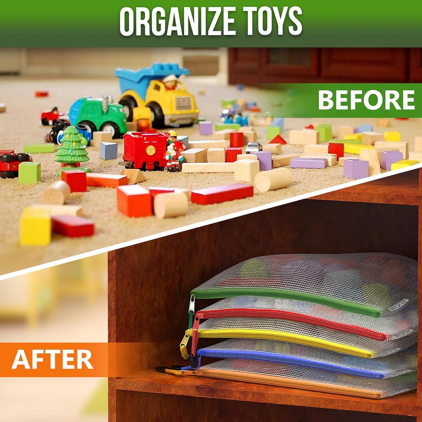 22 Pack Mesh Zipper Pouch Bags 10x14 inch - Plastic Zipper Pouches for Organizing - Document Bags With Zippers - Letter Size Zippered Pouch - Document Pouches With Zippers