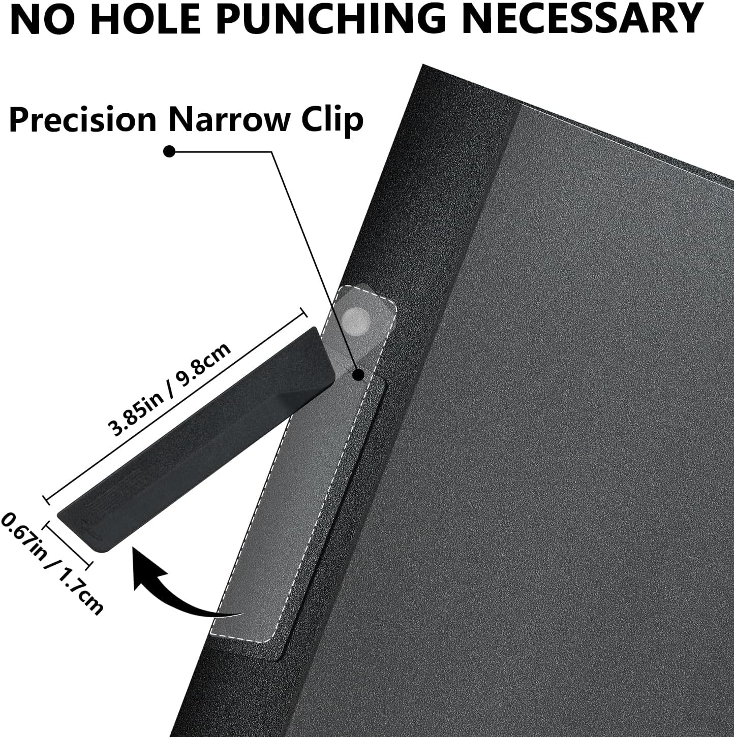 TOTiyea 25 Pack Clear Report Covers with Swing Clip, File Folder with Swing Clip, 30 Sheets Capacity, Slide Locking Report Covers, Letter Size (Black, 25 Pack)