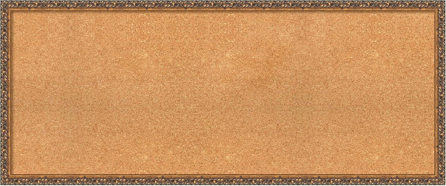 Amanti Art Natural Cork Board for Wall, 20x48 Vision Board with Bronze Frame, Oversize Corkboard Office Decor for Home Organization, Traditional Corkboard Pinboard to Display Items for Home