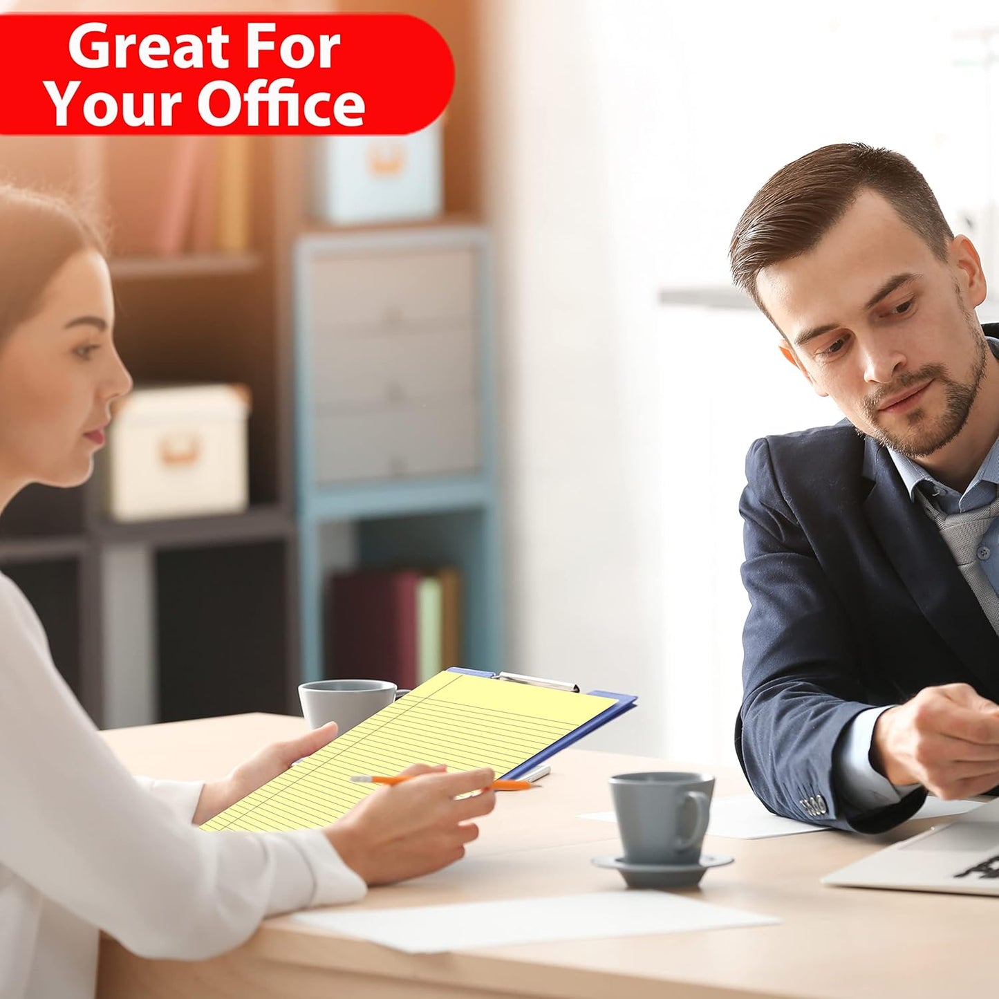 E-CLIPS USA Notepads, Legal Pads, Note Pads 8.5 x 11, Legal Wide Rule Notepad, Canaray, Chipboard Back, Writing Pad, Office Supplies, 50 Sheets Per Pad (48 Pack)