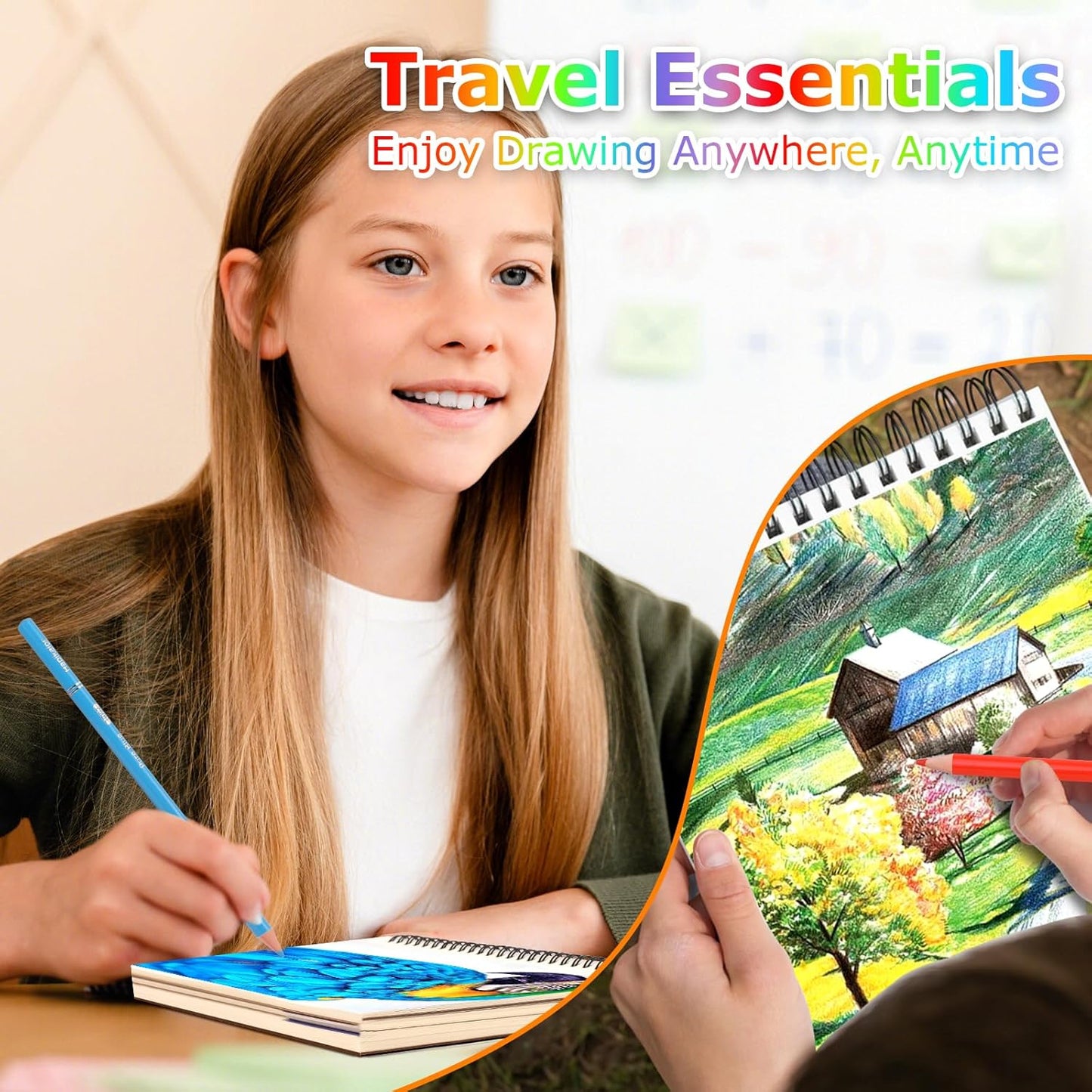 Drawing Pad for Kids, Sketch Pads 50 Sheets, 3-Pack Kids Travel Activities Spiral Bound Drawing Books Bulk 6" x 9 ", Drawing Paper for Kids 9-12