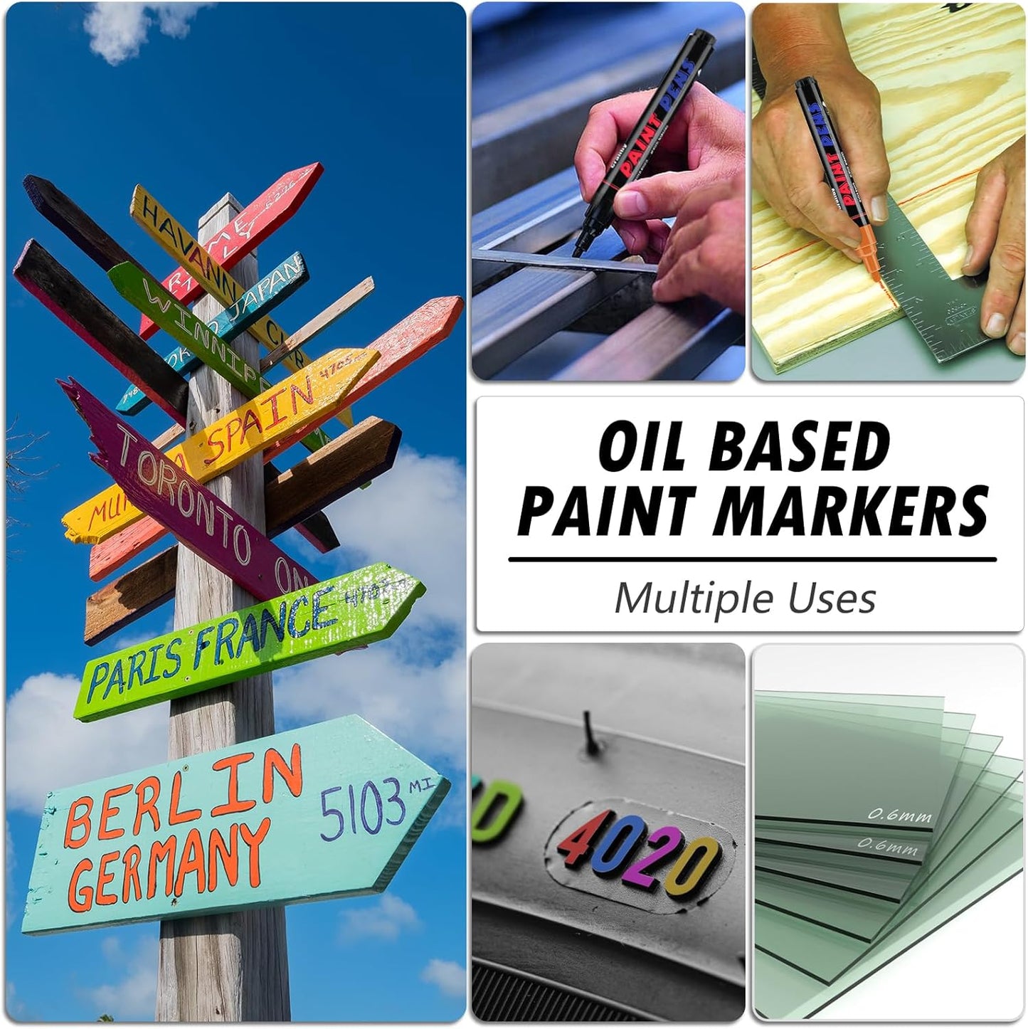 Purple Paint Pens Paint Markers - 12 Pack Permanent Quick Dry Waterproof Marker Pens for Rocks Wood Fabric Plastic Canvas Glass Mugs Metal Tire Stone