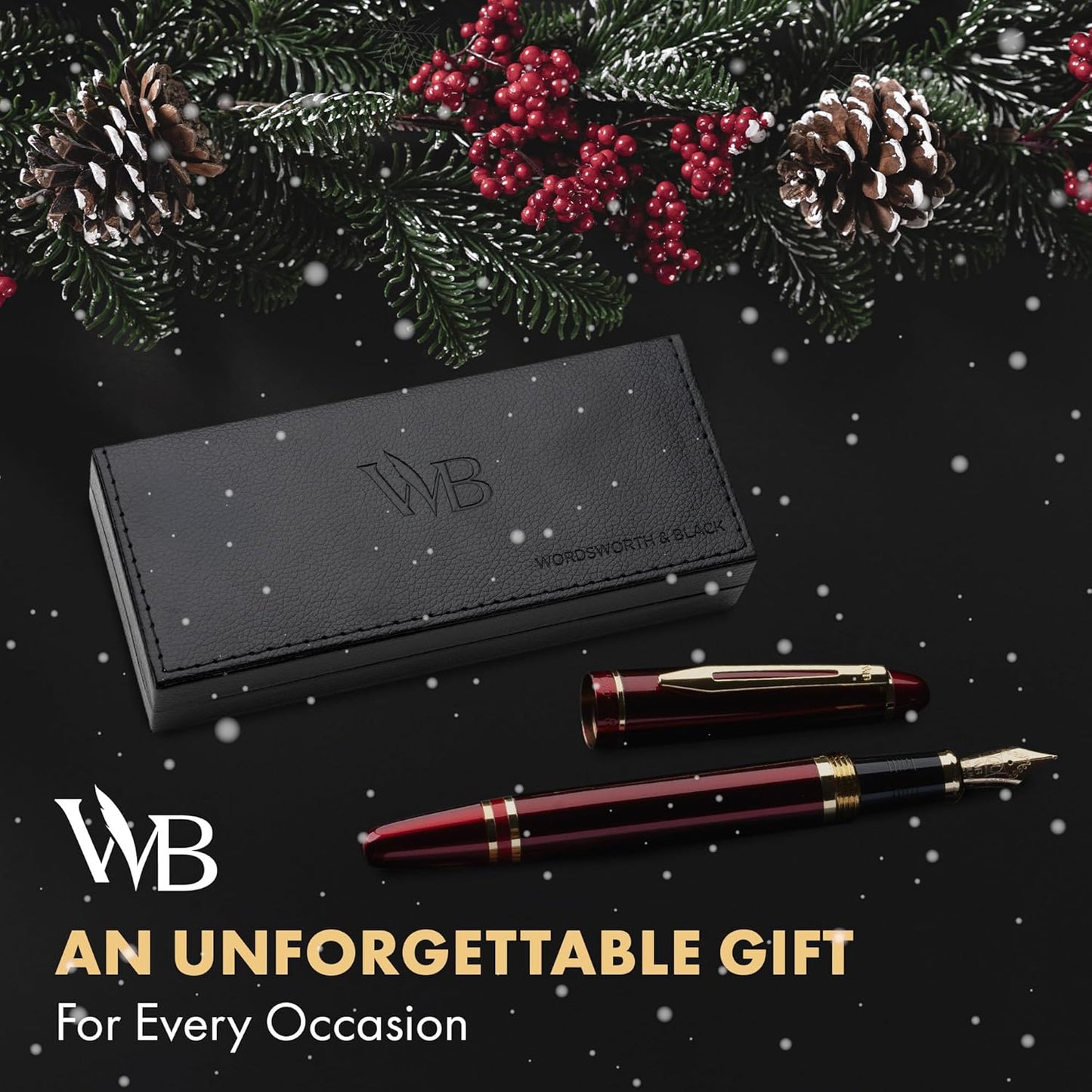 Wordsworth & Black Majesti Fountain Pen-(Red), Luxury Case, 24K Gold Finish; 18K Gilded Medium Nib- Ink Cartridges, Refillable Ink Converter-Calligraphy Pen-Best Business Gift Set for Men & Women