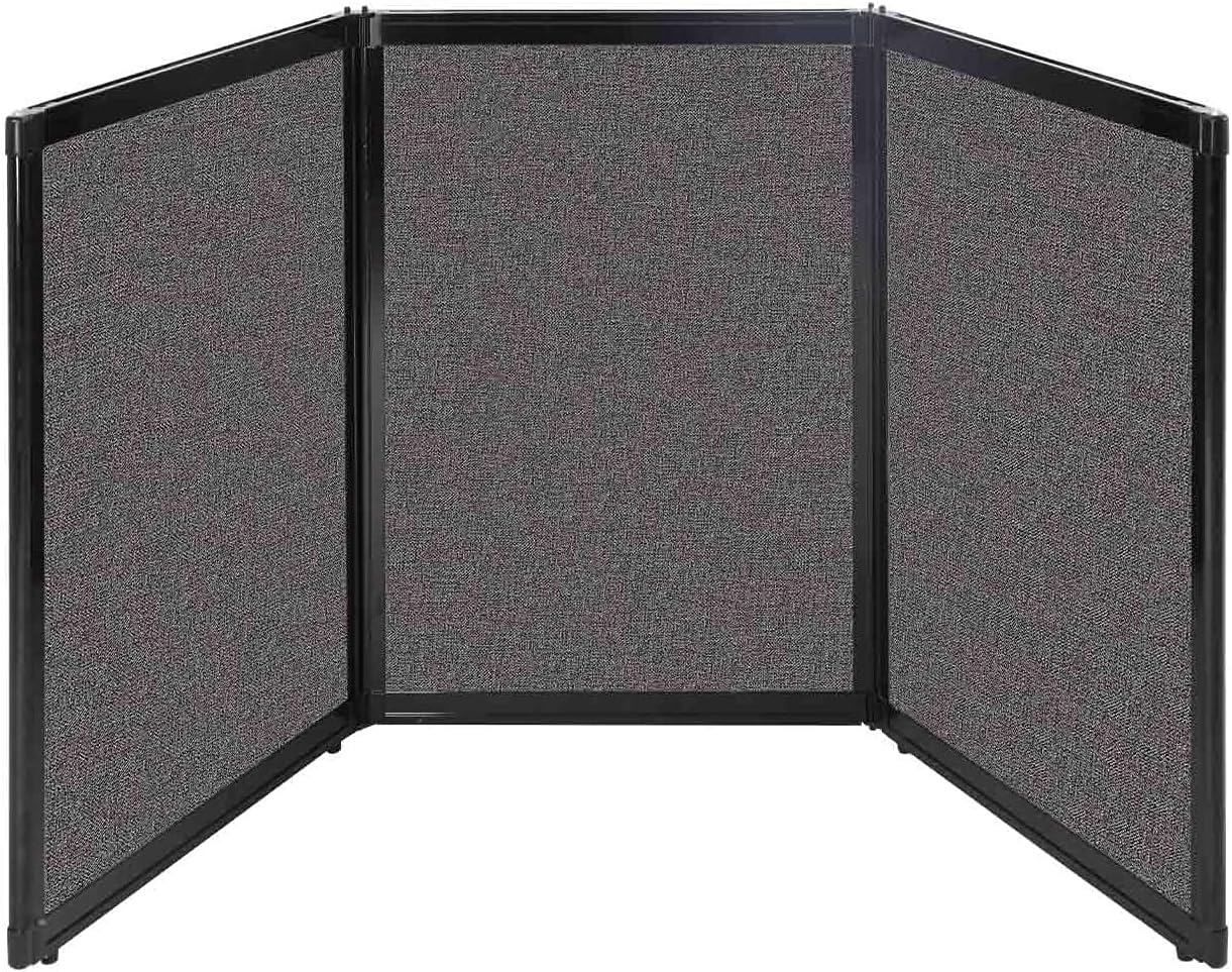 Versare Folding Tabletop Display | 3-Panel Partition | Lightweight Portable Workspace Divider | Charcoal Gray 78" x 36"