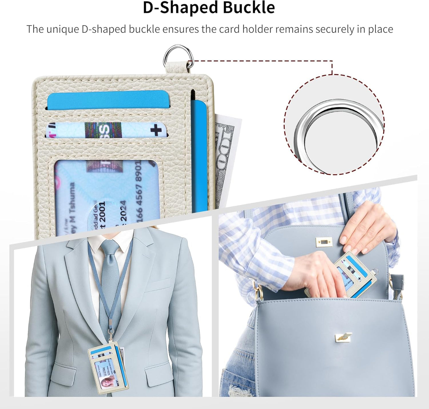 Mayski Slim Wallet, Credit Card Holder for Women, Minimalist Front Pocket RFID Blocking Card Cases, Small Wallet Women Men(Litchi Beige)