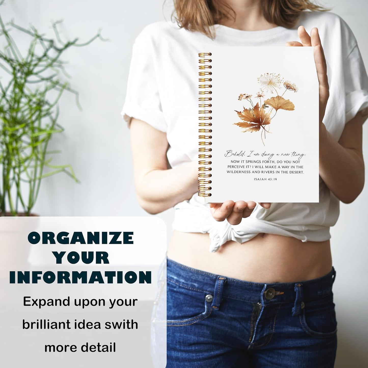 BearCake bible journaling notebook,christian journal bible for women,Bible Notebooks for Note Taking Behold I am Doing a New Thing Floral Christian Notebook bible Journal,Spiral Notebook 5.5x8.3