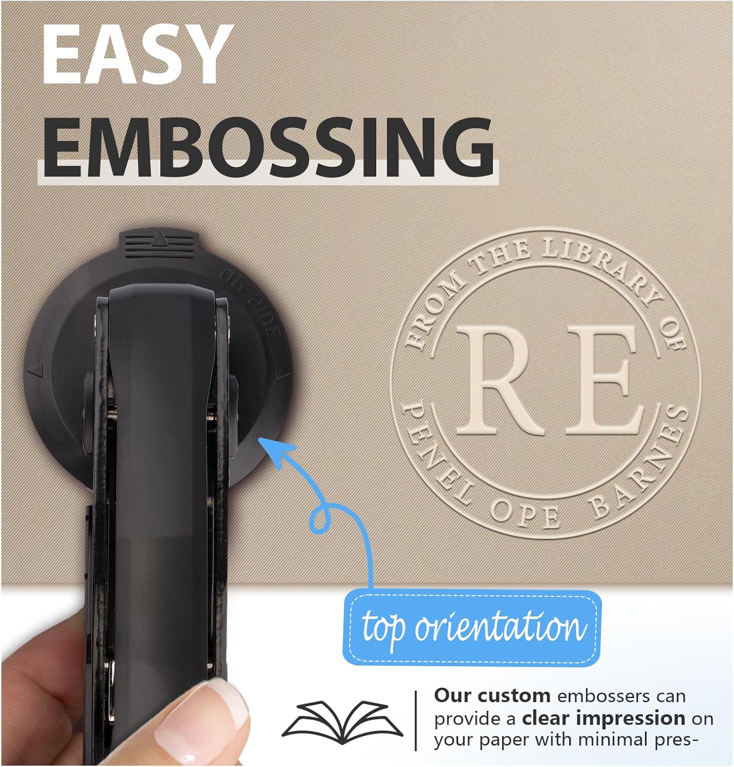 Custom Book Embosser | Personalized Library Embosser | Initials Stamp | from The Library of Self Ink Stamps (Initials 2)