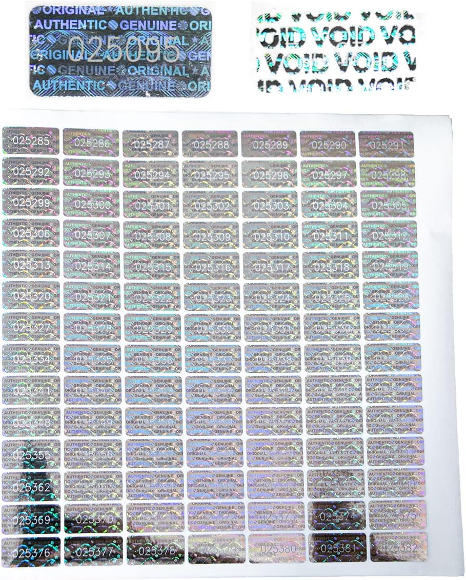 dose not apply 580 Pcs 0.787x0.39 in High Security Tamper Evident Seal Warranty Void Original Genuine Authentic Hologram Label/Stickers/Unique Sequential Serial Numbering Tamper Proof Sticker, Silver