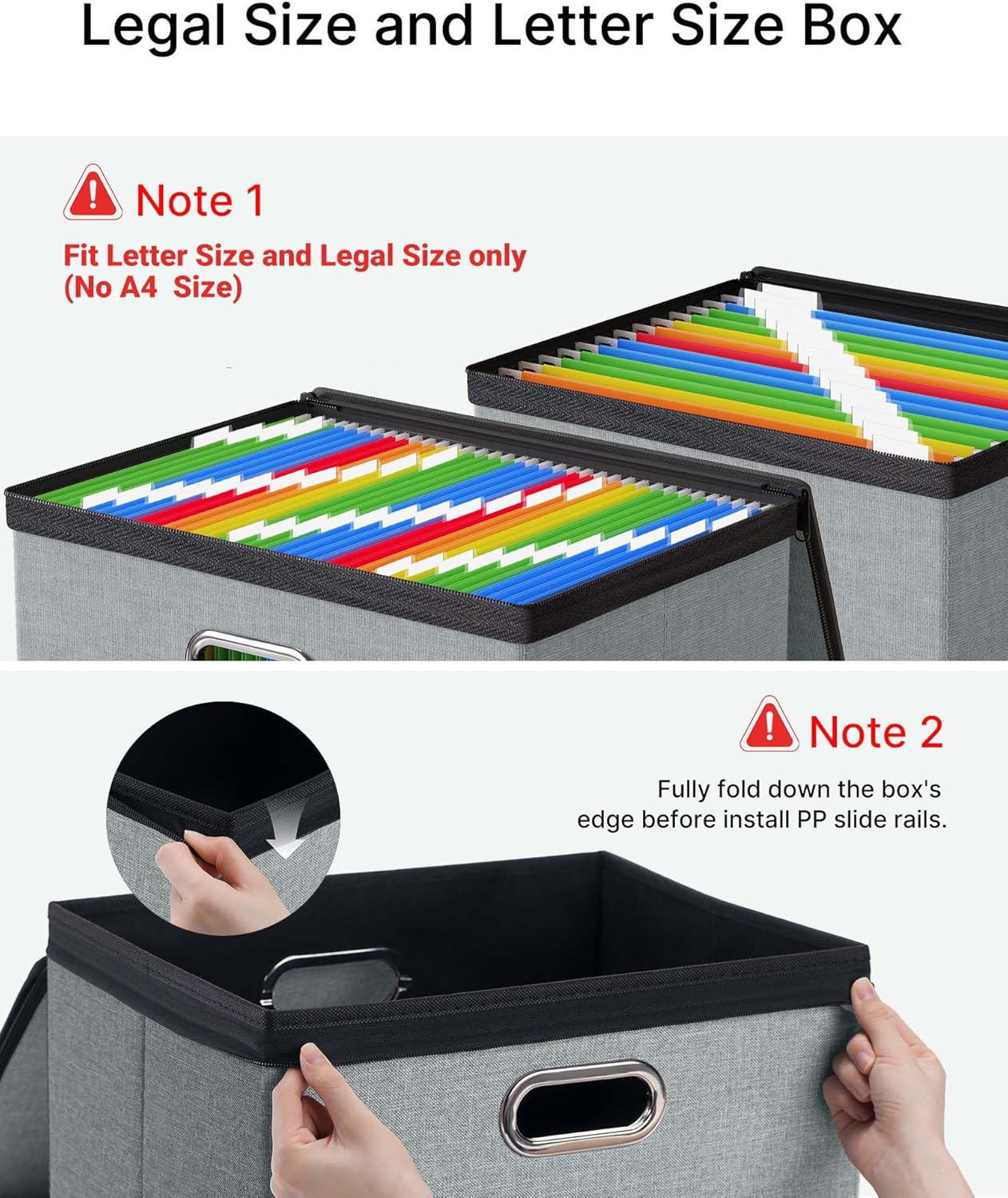 Oterri 1 Pack Large File Organizer Boxes with Lids, File Box with Mesh Pockets, Document Organizer Box for Letter/Legal Size Folders, Zippers Important Document Organizer (Grey, Without Folders)